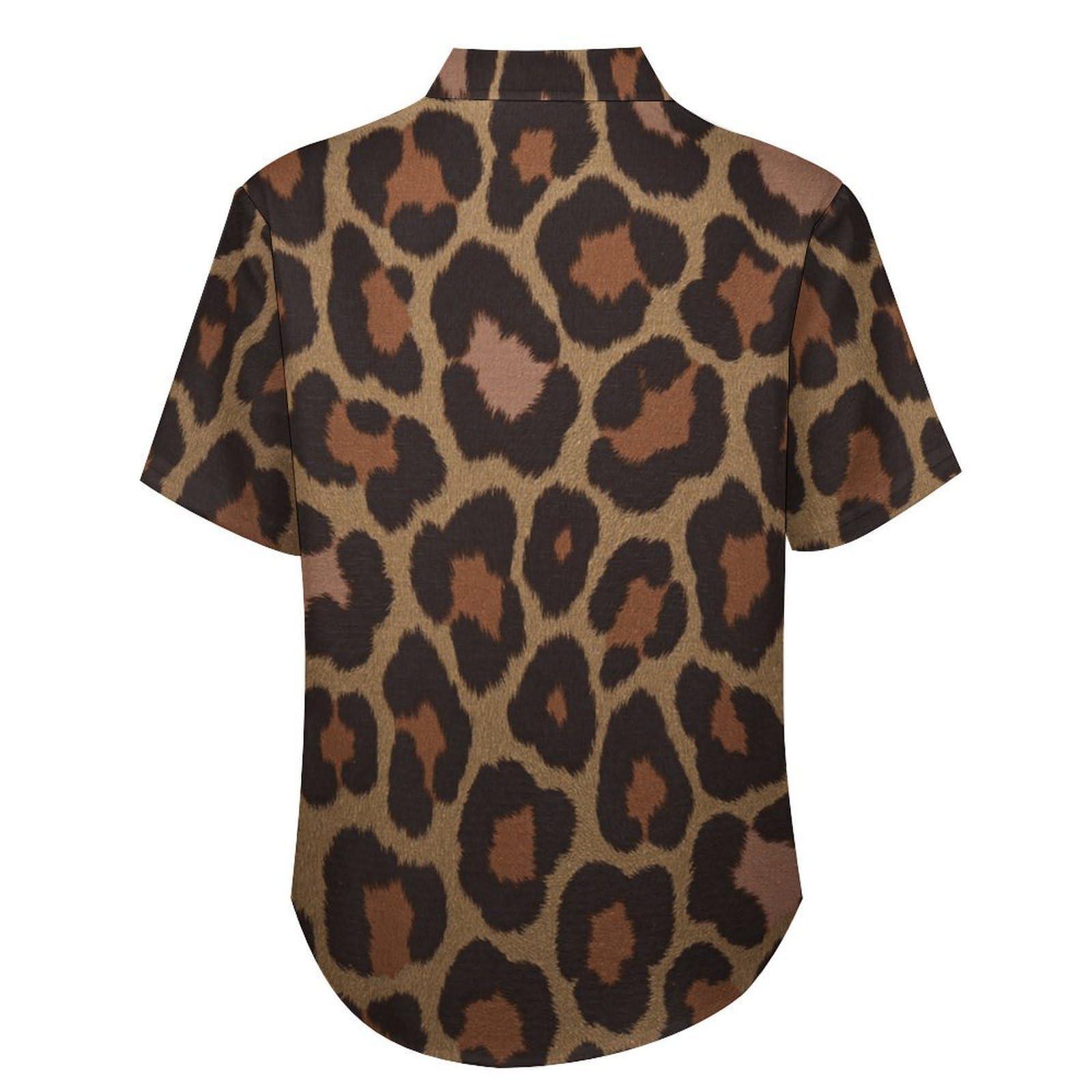 Camicie da Uomo a Maniche Corte con Stampa della Stampa Leopardata Classica retrò, Casual Leggere Bottoni Camicia con Tasca Frontale, per Vacanze Spiaggia Estate