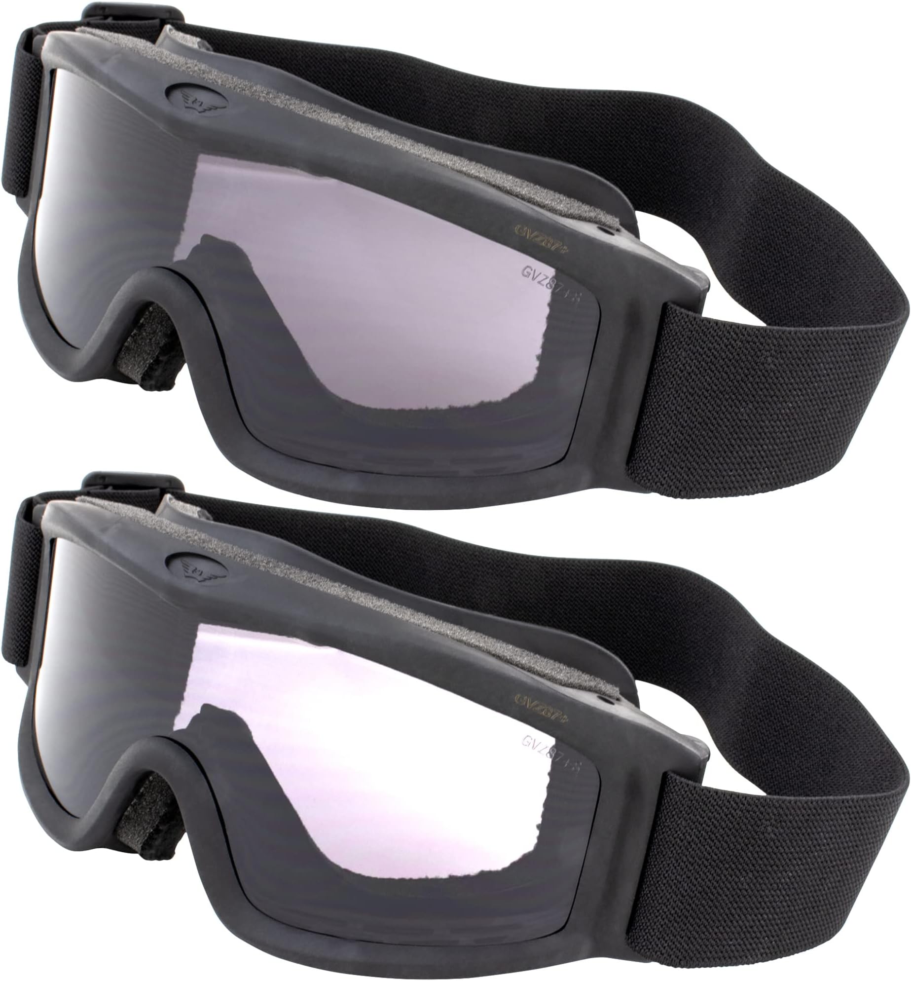Global Vision 2 Pairs Ballistech 3 Soft-Padded Safety Goggles Z87.1 & Military-Grade Antifog Black Frame w/One-Piece Clear & Smoke Lenses