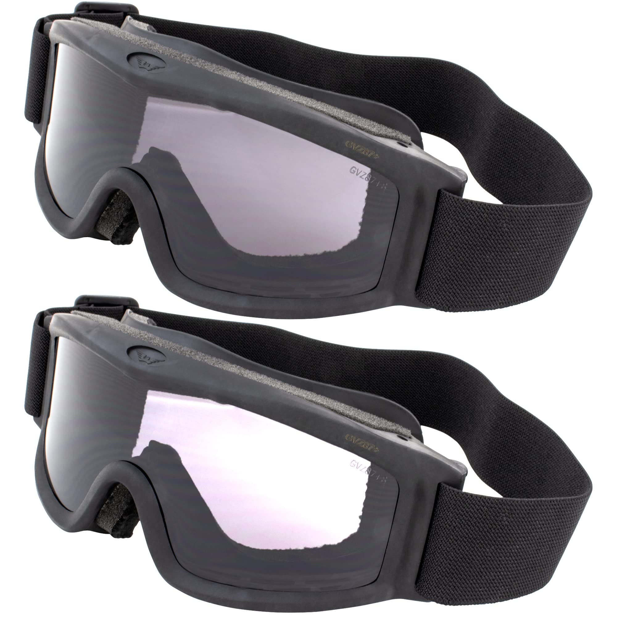 Global Vision 2 Pairs Ballistech 3 Soft-Padded Safety Goggles Z87.1 & Military-Grade Antifog Black Frame w/One-Piece Clear & Smoke Lenses