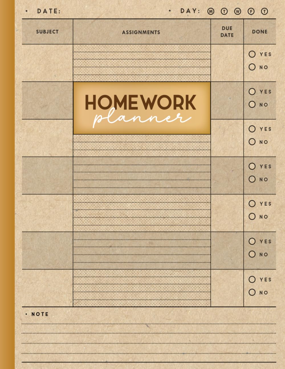 Homework Planner: Undated Assignment Journal Notebook for ADHD Students, Middle/High School