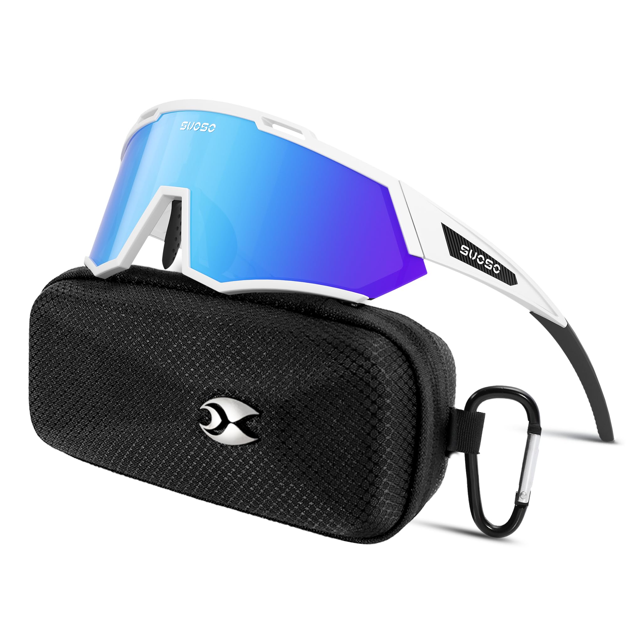 suoso Polarized Sports Sunglasses-Men-Women Cycling-Sunglasses: UV400 Wrap Around Running Sun Glasses for Baseball Fishing C01-blue