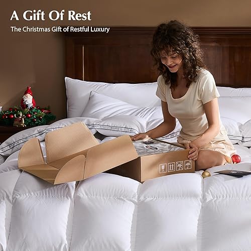 Miniatura 7 de Pacific Coast Edredón de fibra de plumón de ganso tamaño King, relleno de edredón grueso de invierno pesado, ultrasuave, esponjoso, transpirable,