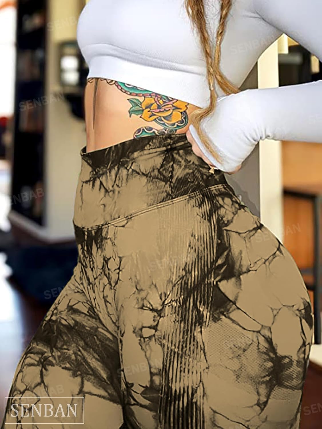 SENBAN Women Scrunch Workout Leggings: Butt Lifting High Waisted Yoga Pants - Tie Dye Seamless Booty Gym Leggings - Image 5