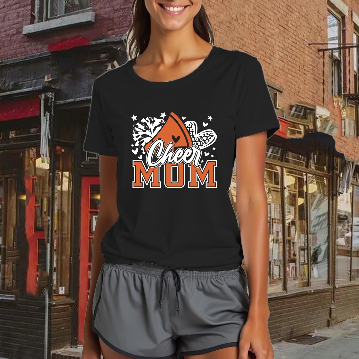 Womens Cheer Mom Shirt Mom Life Tshirt Game Day Shirts Mama Cheer Leader Tee Tops - Image 5