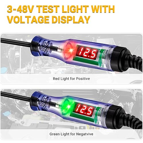 Miniatura 3 de Probador de Luz Automotriz de Circuito LED Digital de 3-48V, Probador de Luz Automática con Pantalla de Voltaje, Lápiz Probador Eléctrico con