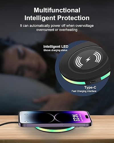 Miniatura 6 de Almohadilla de carga inalámbrica de 15 W para iPhone 15 Pro Max 14 13 12, cargador inalámbrico habilitado Qi Carga rápida para Google Pixel 8 Pro 7