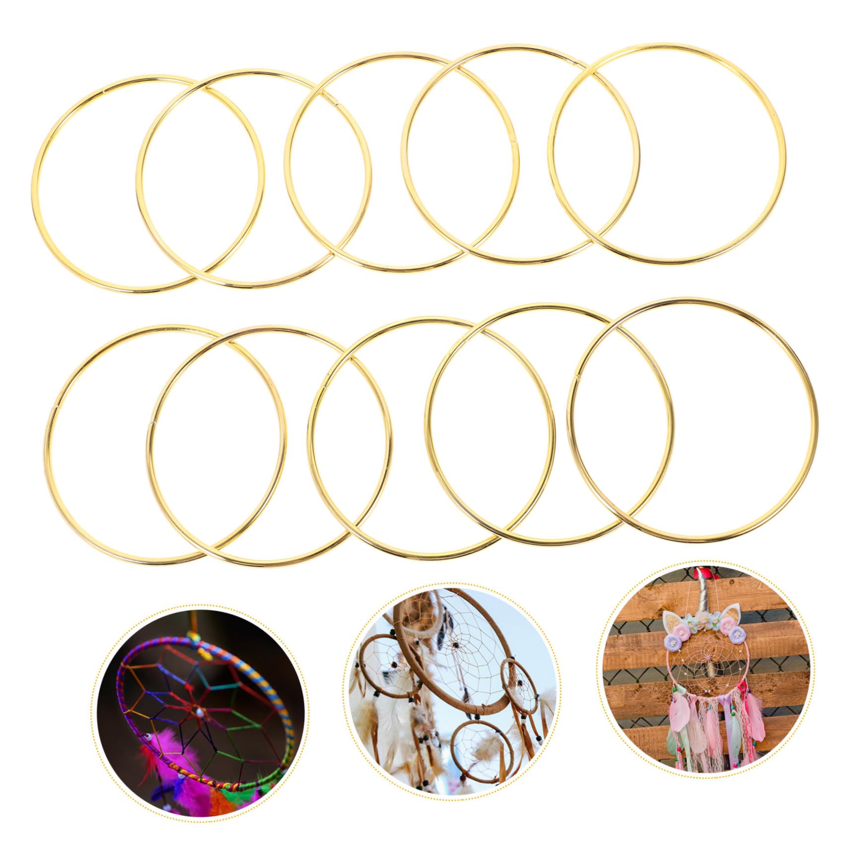 Aros Metálicos Dorados de Hierro 80mm, 10 Piezas para Atrapasueños DIY