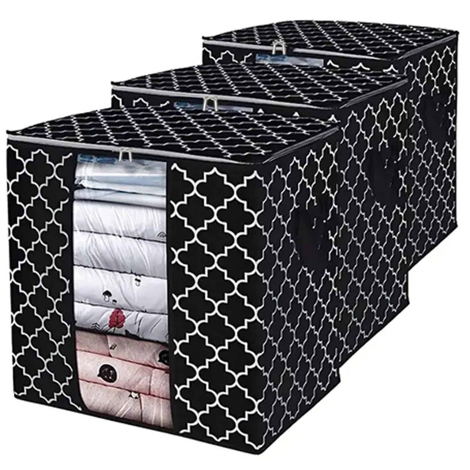 Steppdecken-Kleider-Organizer 3 stücke Quilt Lagerung Taschen Mit Zipper Faltbare Kleidung Lagerung Organizer Staubdicht Wasserdicht Große Kapazität Hause Schrank Organisieren Aufbewahrungstasche(Vert