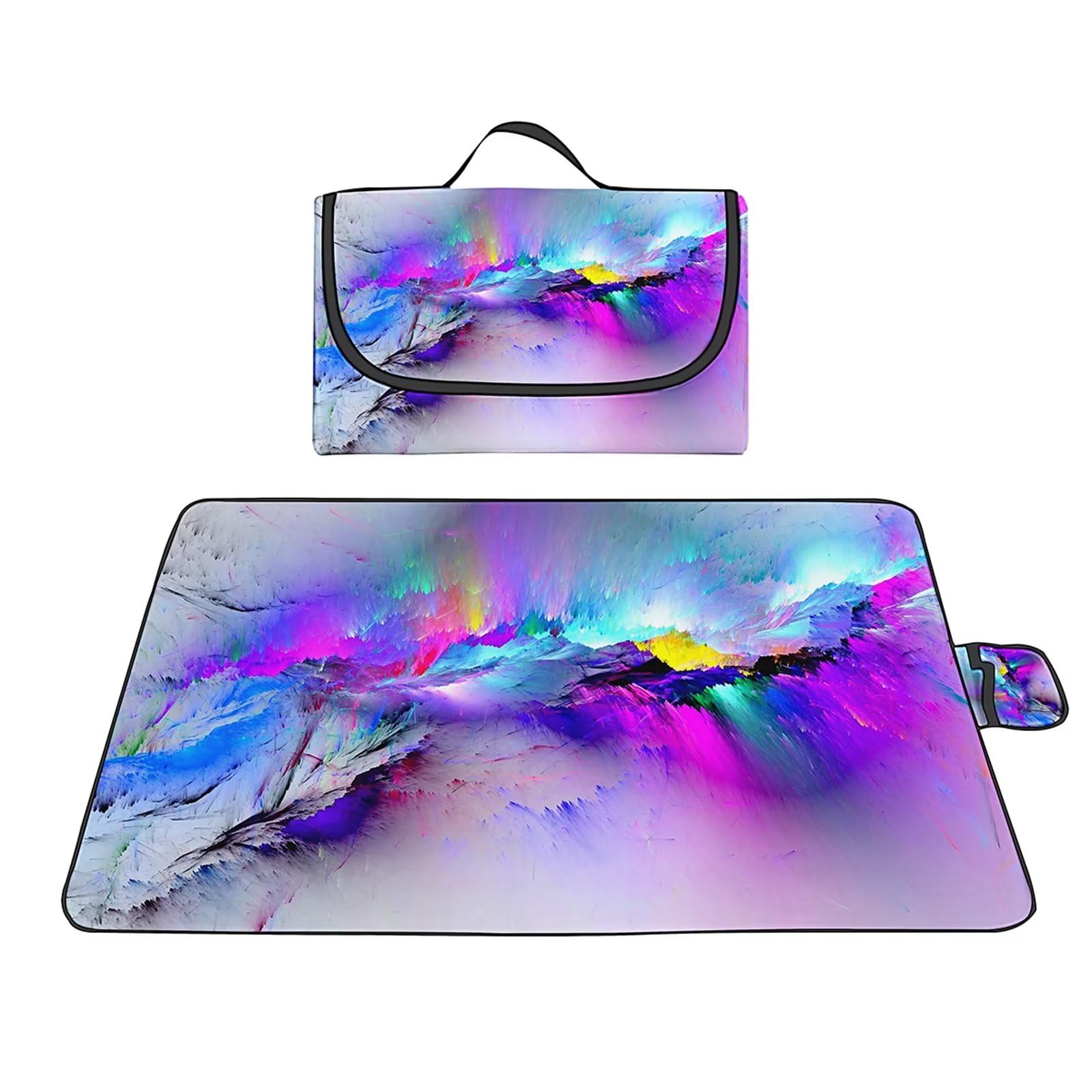 Couverture Pique-nique Imperméable 200x200cm,Couverture Plage Extérieure XXL Tapis de Plage,Nuage abstrait violet Camping Couverture étanche Pique-nique avec Poignée pour Camping Randonnée Parc Plage