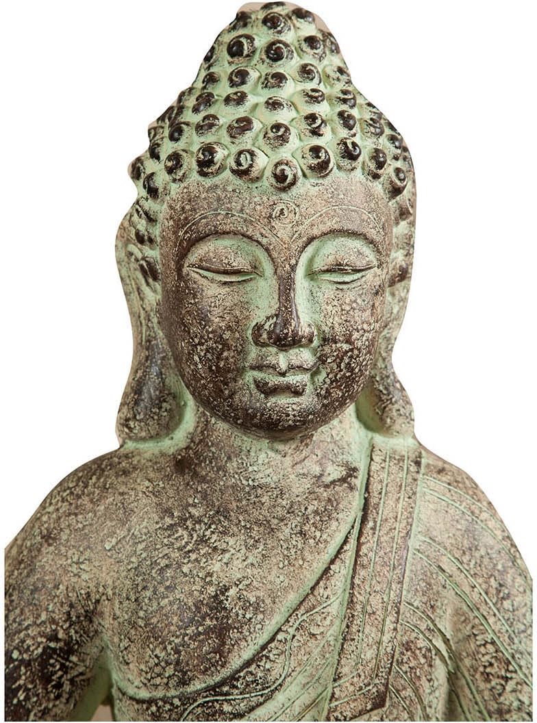 Biscottini Statua buddha 48X36X68 cm - Buddha statua in resina - Buddah da arredo color oro anticato - Statua buddha grande arredo interno ed esterno