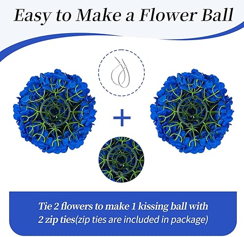 Miniatura 10 de BLOSMON Bolas de flores artificiales, centros de mesa de boda, 2 piezas de 11.8 pulgadas, flores falsas blancas de hortensia, piezas centrales para