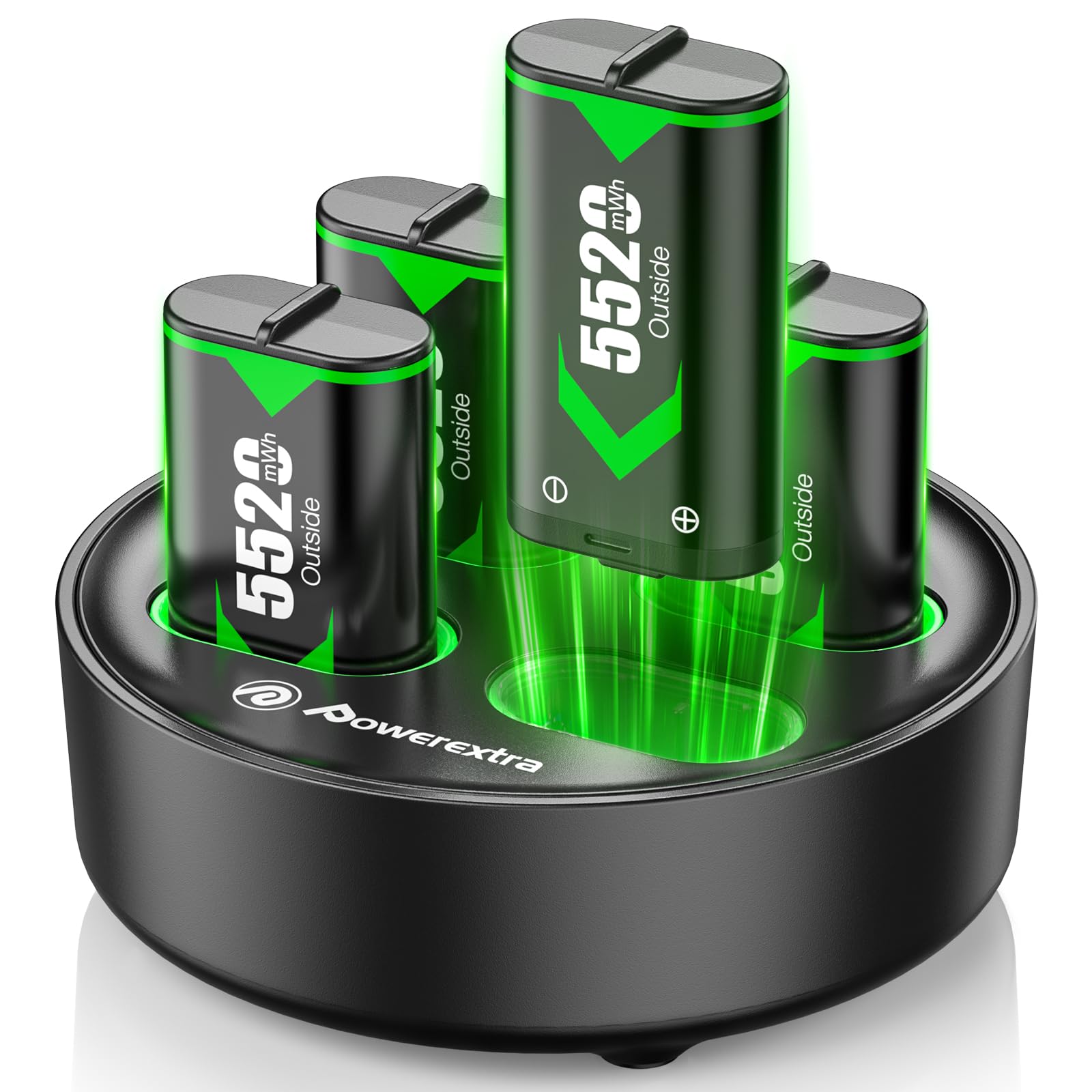 4 stück Ersatzakku für Xbox One Controller,Schnell-Ladestation für Xbox Controller Akku,4×5520mWh(4×2300mAh) hohe Kapazität Ersatzakku mit Ladestation für Xbox One S/X, Xbox Series S/X Controller