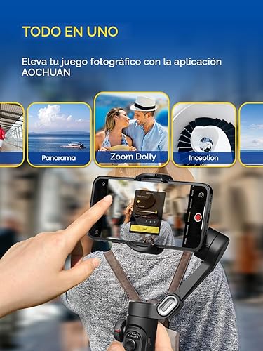 Miniatura 5 de Gimbal estabilizador para smartphone, iPhone Gimbal wFocus Wheel CaraObject Tracking Gimbal para iPhone 15 14 Pro MaxAndroid plegable 3-Axis