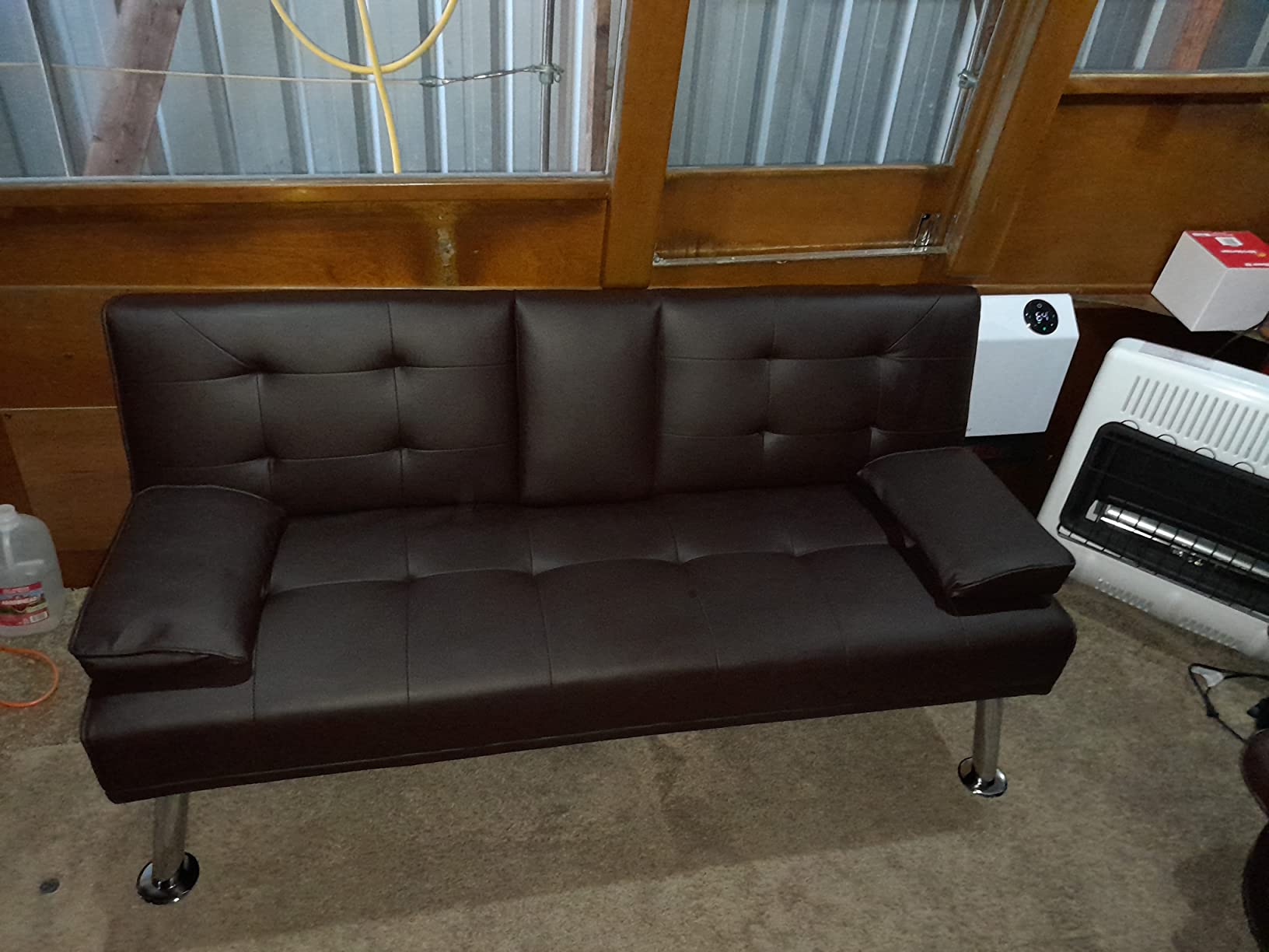 40/mo Finance JUMMICO Futon Sofa Bed Faux Leather Couch Bed Modern