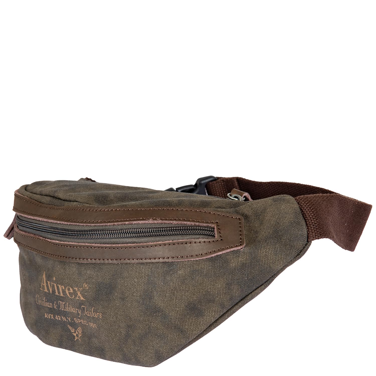 Avirex, Marsupio da Uomo in Canvas Spalmato con Dettagli in Ecopelle, Collezione Pasadena, PSD18 (Dark Green)