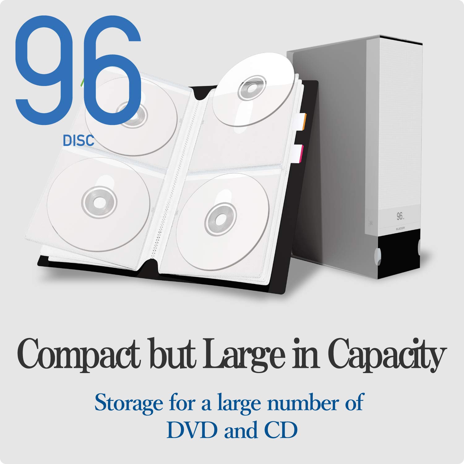 Elecom CCD-FS96BK File Case, DVD CD Compatible File Case, Holds 96 Cards, Black