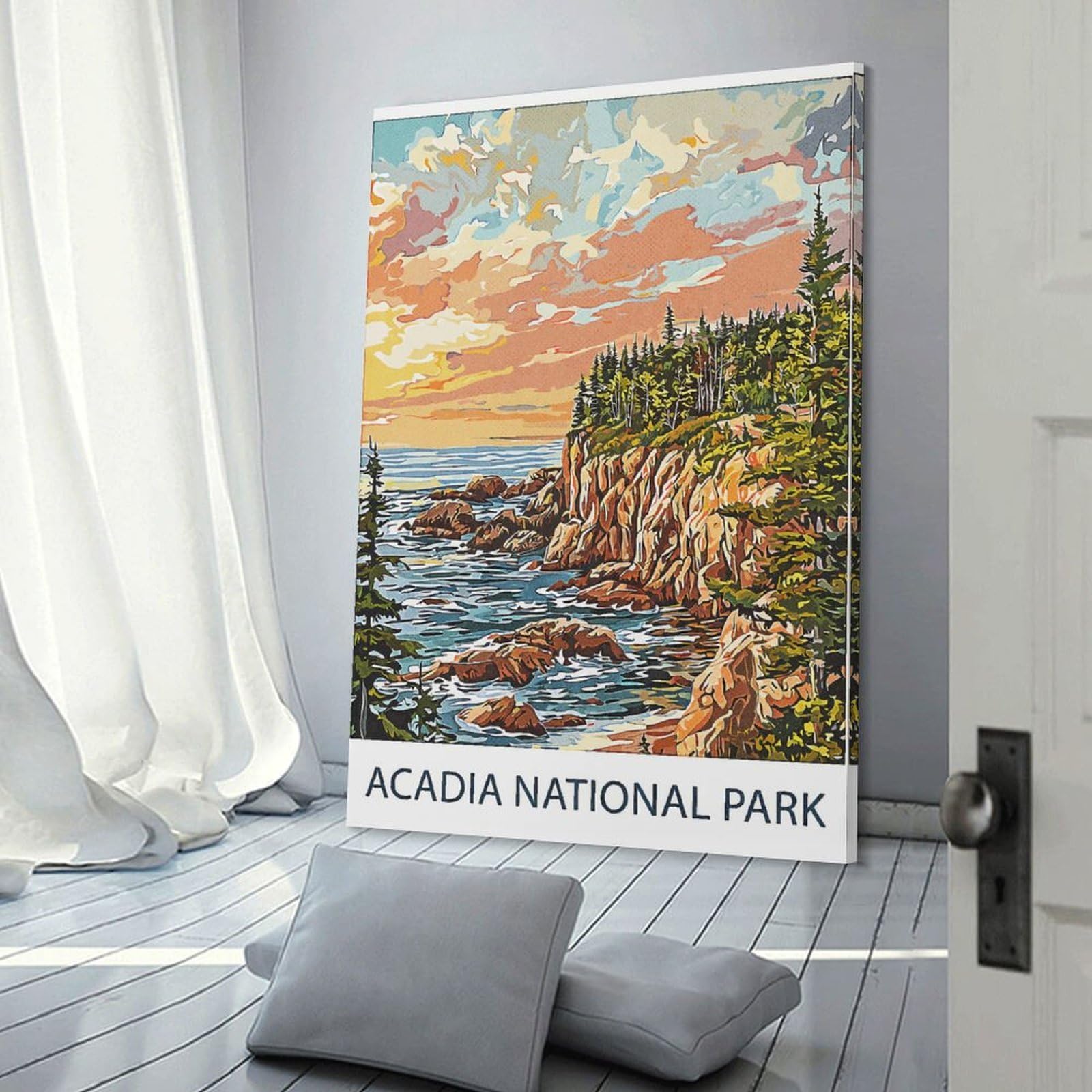 Junmoney Acadia National Park Sunset Room Decor Wall Art 20x30inch(50x75cm), for Art Walls, Layered Displays Or Homes, Wall Decor Suited to Curated Displays