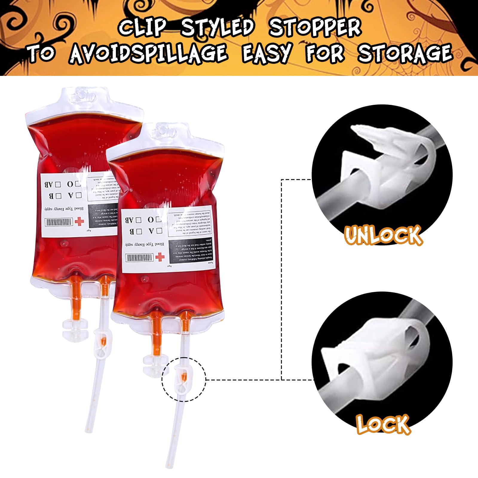 Colmanda Halloween Sacchetti di Sangue per Bevande, 12 Pcs 350ml Sacchetti di Sangue Sacca di Sangue Vampire, Contenitore per Bevande di Halloween con Siringa e Adesivi Decorazione Halloween Carnevale