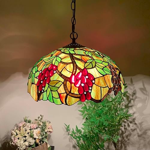 Miniatura 2 de Bieye L10762 - Lámpara colgante de techo estilo Tiffany con pantalla de 18 pulgadas de ancho, 3 luces, cableado duro