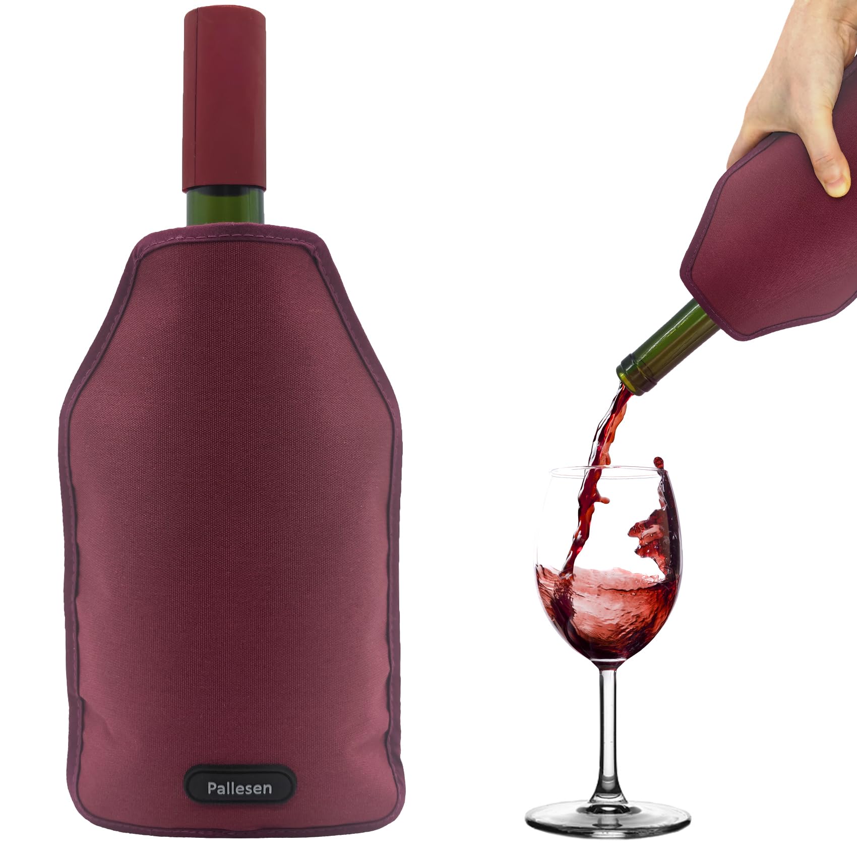 Pallesen Portable Wine Cooler Sleeve Reusable Wine Bottle Chiller Flexible Wine Ice Bag Keep Wine Cool and Refreshing for 750ml Standard Size Bottles Red Wine, White Wine & Champagne (Burgundy)