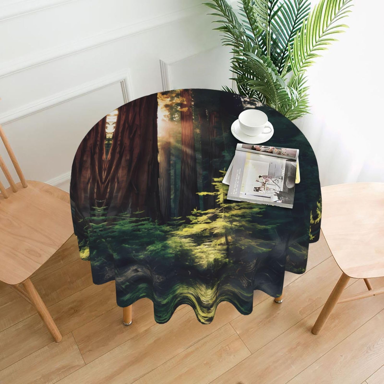 YYHHAOFA Morning Sunlight in Wilderness Prints Round Decorative Tablecloth 60in - High-Grade Polyester Throw for Dining Tables, Parties, & Outdoor Events