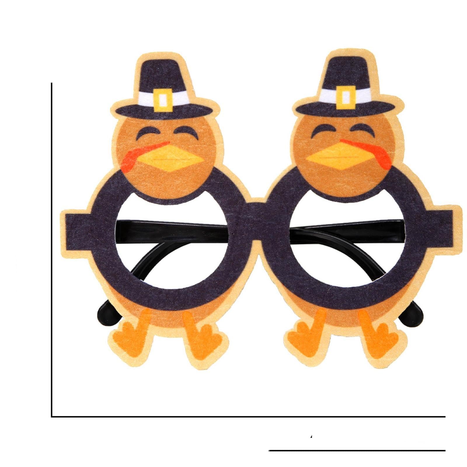 Ladlebroom Two Turkey Versions Thanksgiving Glasses Harvest Day Party Party Dress Up Props Turkey Pumpkin Photo Glasses Frame