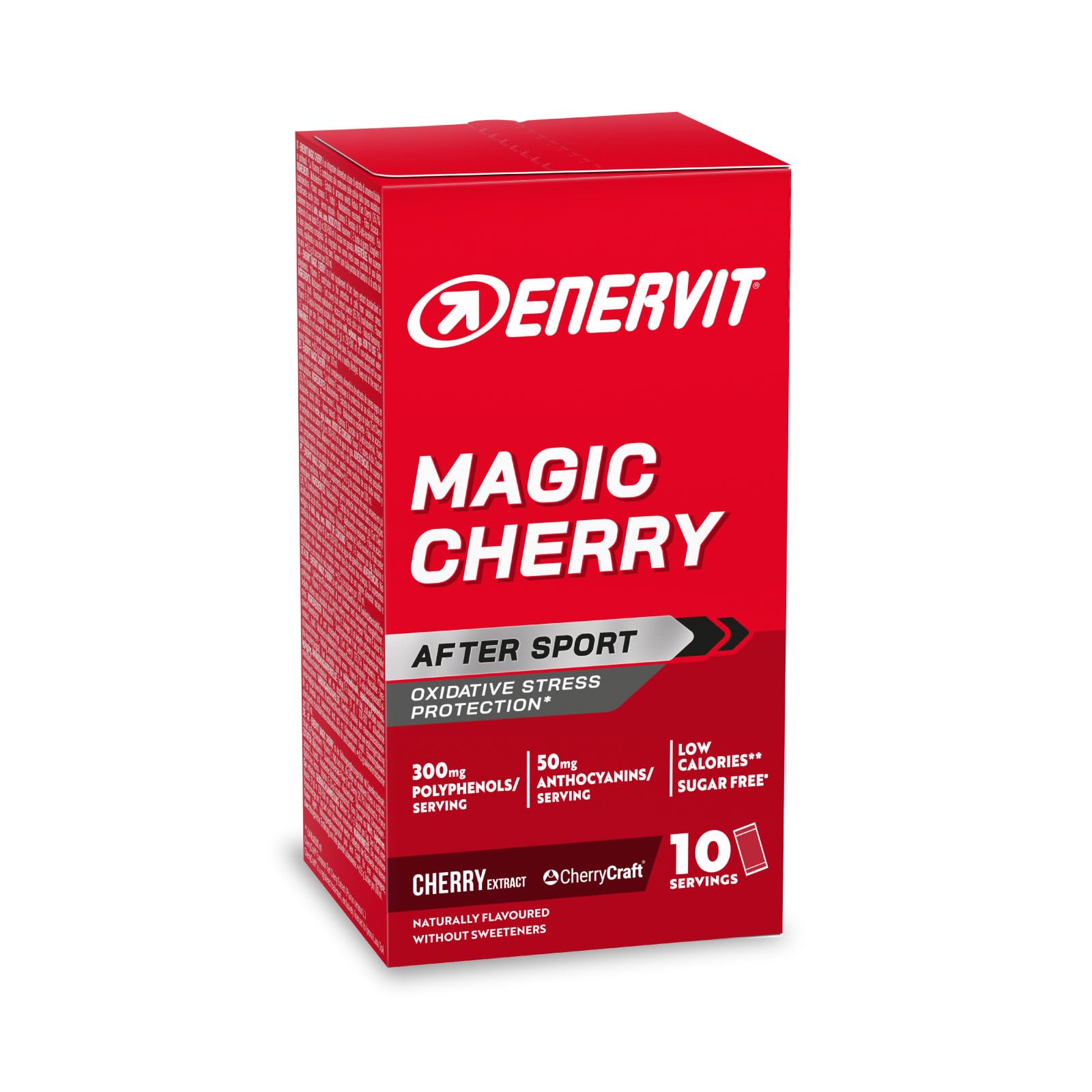 Enervit Magic Cherry, Integratore con Estratto di Amarena, Antiossidante, Ideale Dopo Sforzi Intensi, Per il Recupero Muscolare, 300 mg Polifenoli, 50 mg Antocianine, Sugar Free, Vegan, 10 Buste