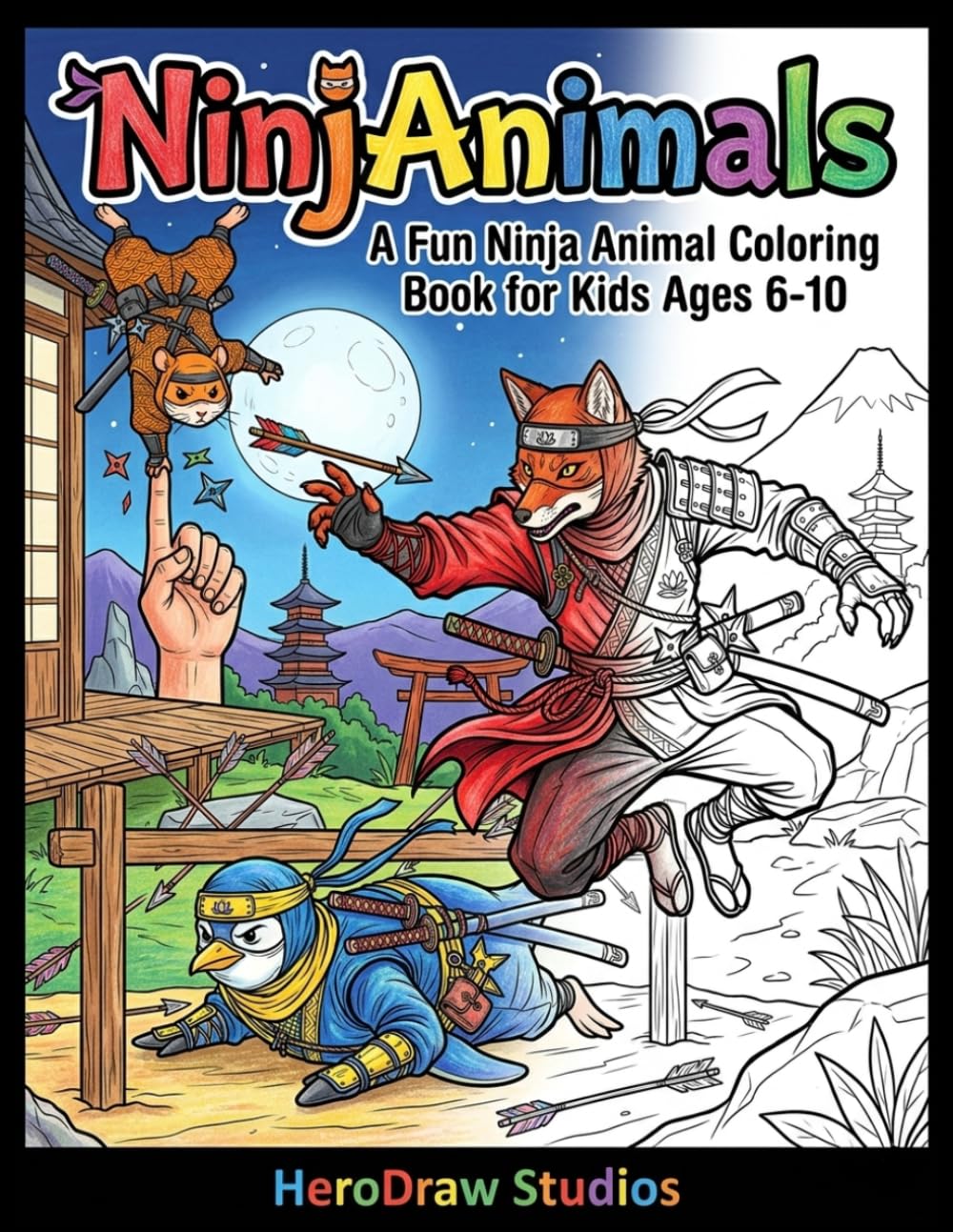 NinjAnimals: Funny Ninja Animals Coloring Book for Kids Ages 6-10