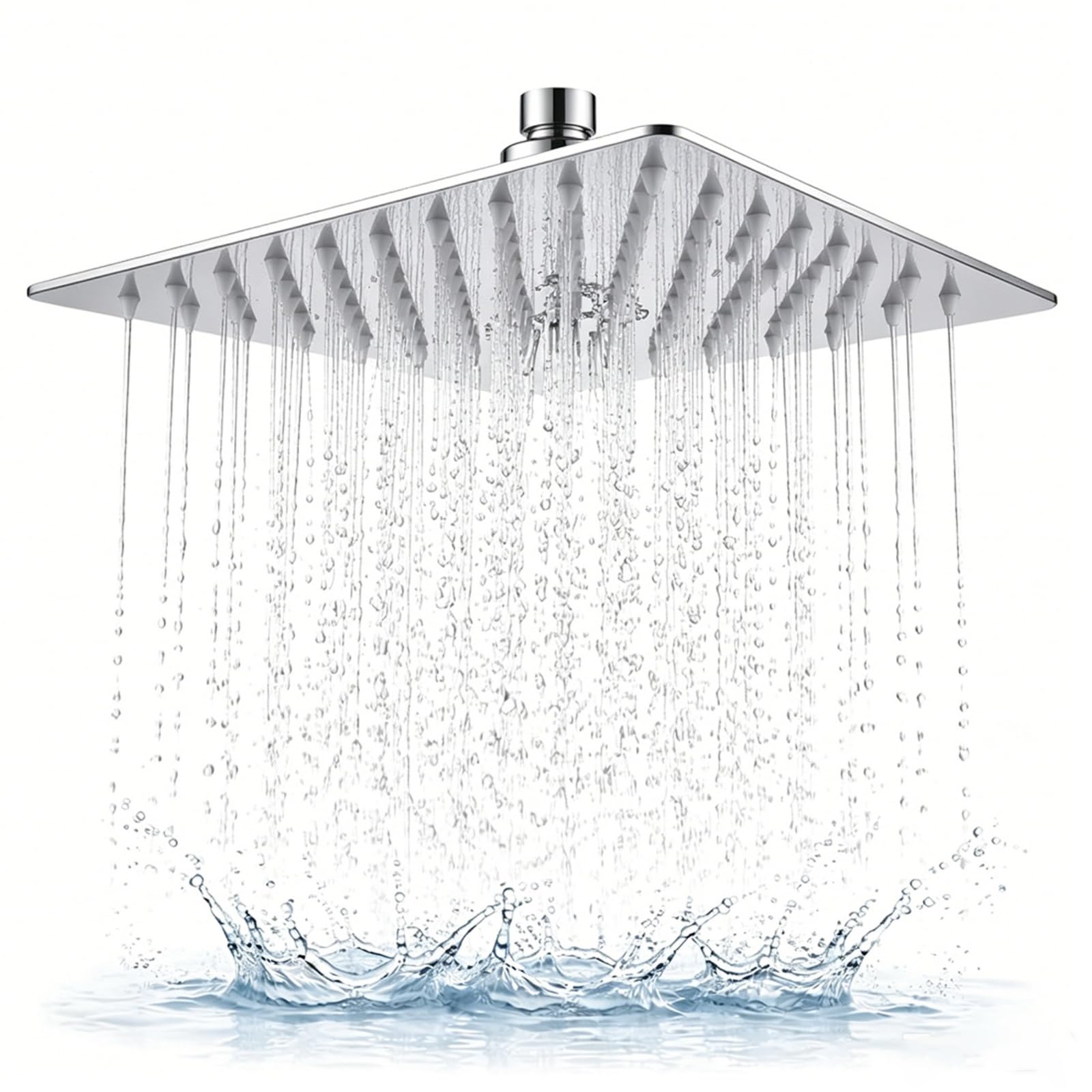 Rain Shower Head 12 Inch Stainless Steel Rainfall Shower Heads with Angle Adjustment, Ultra Thin Top Spray Bath Shower Head Full Body Coverage