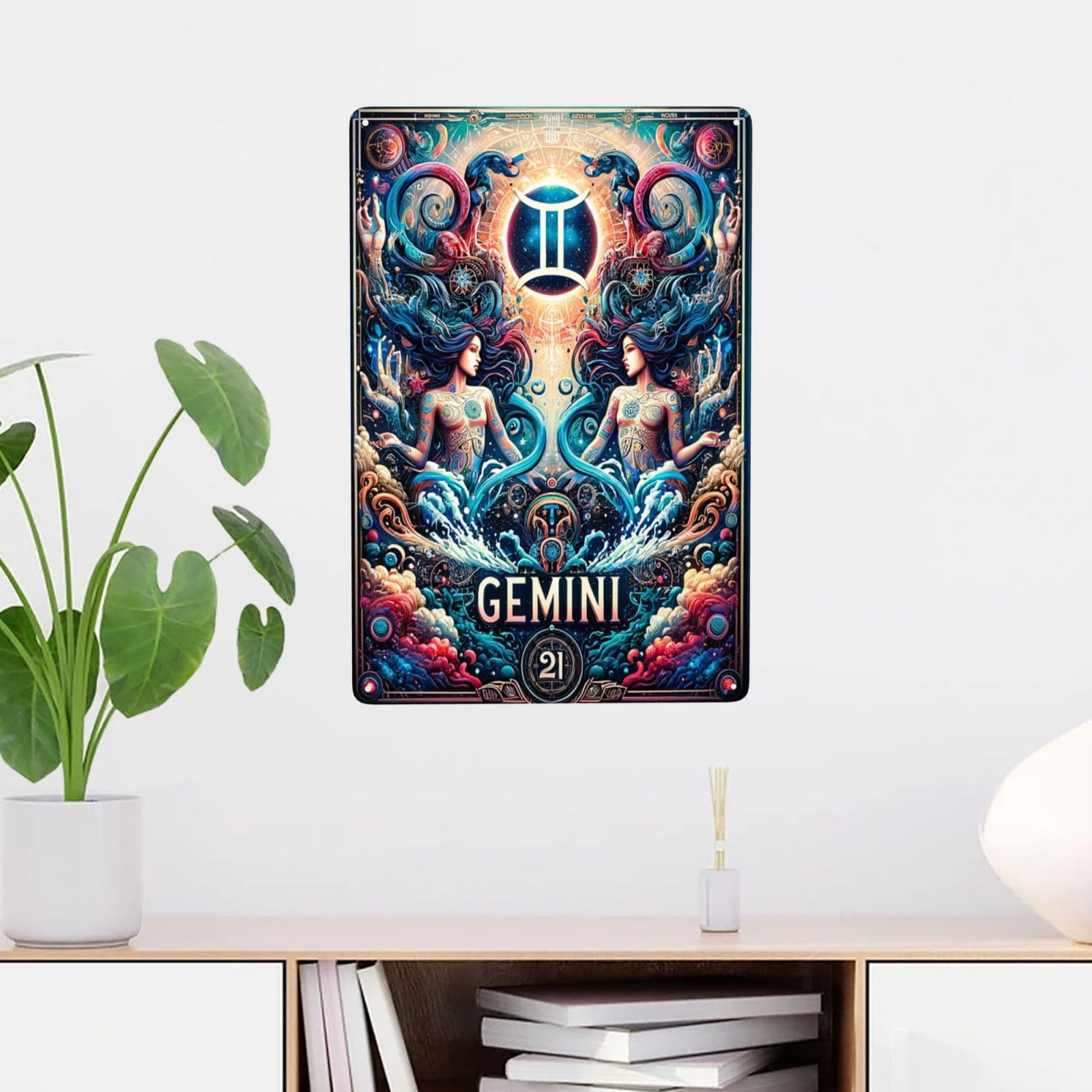 Amazon.com : Mystical Gemini Zodiac Sign Art Home Decor Retro