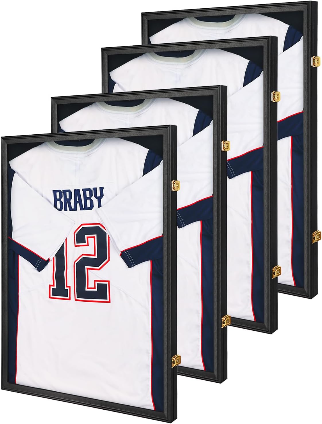 KCRasan Jersey Display Frame Case - Large Lockable Frames Shadow Box with UV Protection for Baseball Basketball Football Soccer Hockey Sport Shirt Matte Black Finish