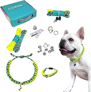 CORDA Crafts - Paracord Kit - Complete Accessories for Making Necklace Dog and Owner Matching Bracelet - Easy Video Tutorial - Waterproof Pet ID Tag Clip Included - Medium Dog, Ocean