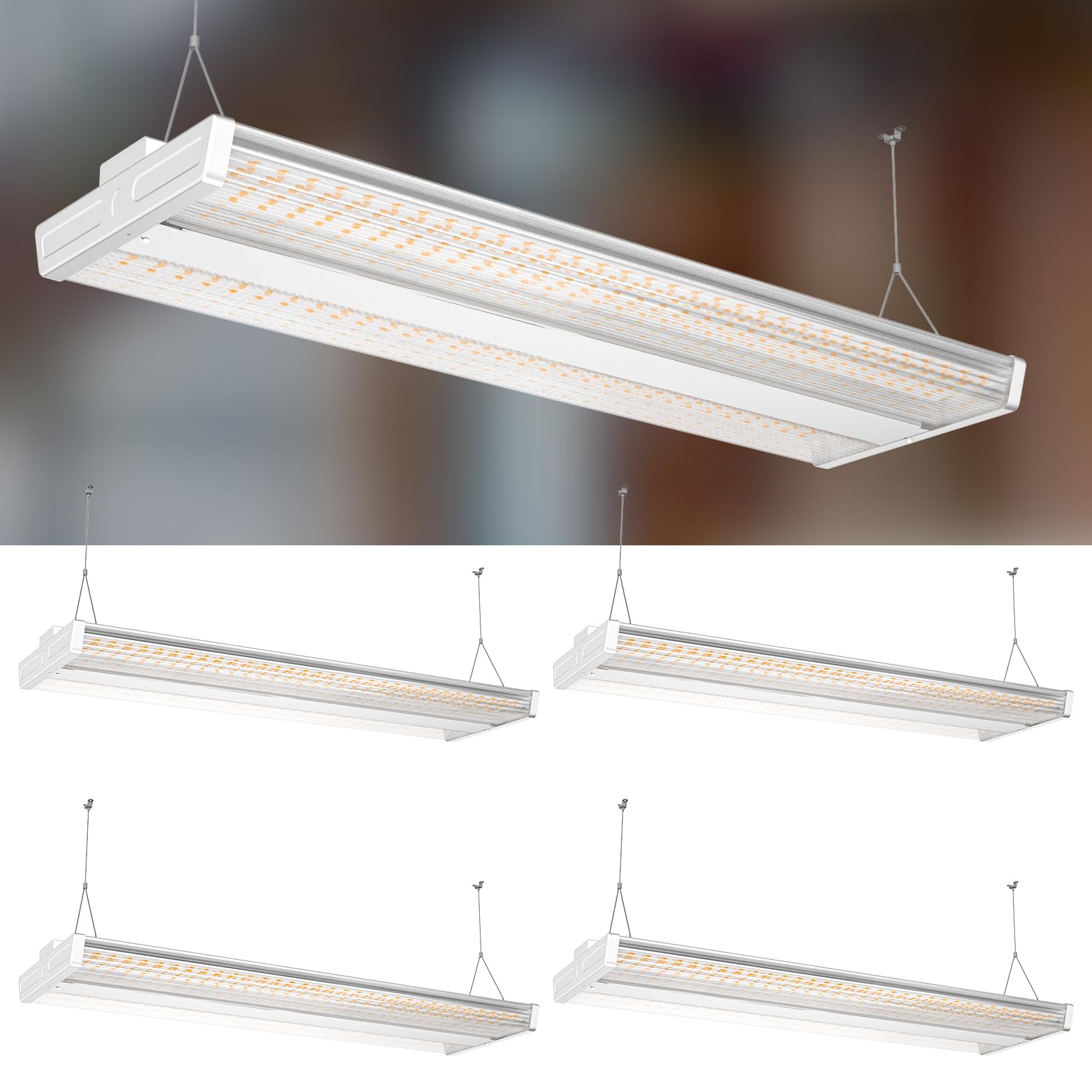 Lightdot LED Linear High Bay Shop Light, 4FT 265W 100-277V [Eqv.1000W] 5000K, Flush/Suspended Mount for 25-35ft Height, 3000 sq.ft Coverage for Garages, Warehouses, Workshops, UL Complied -4 Pack
