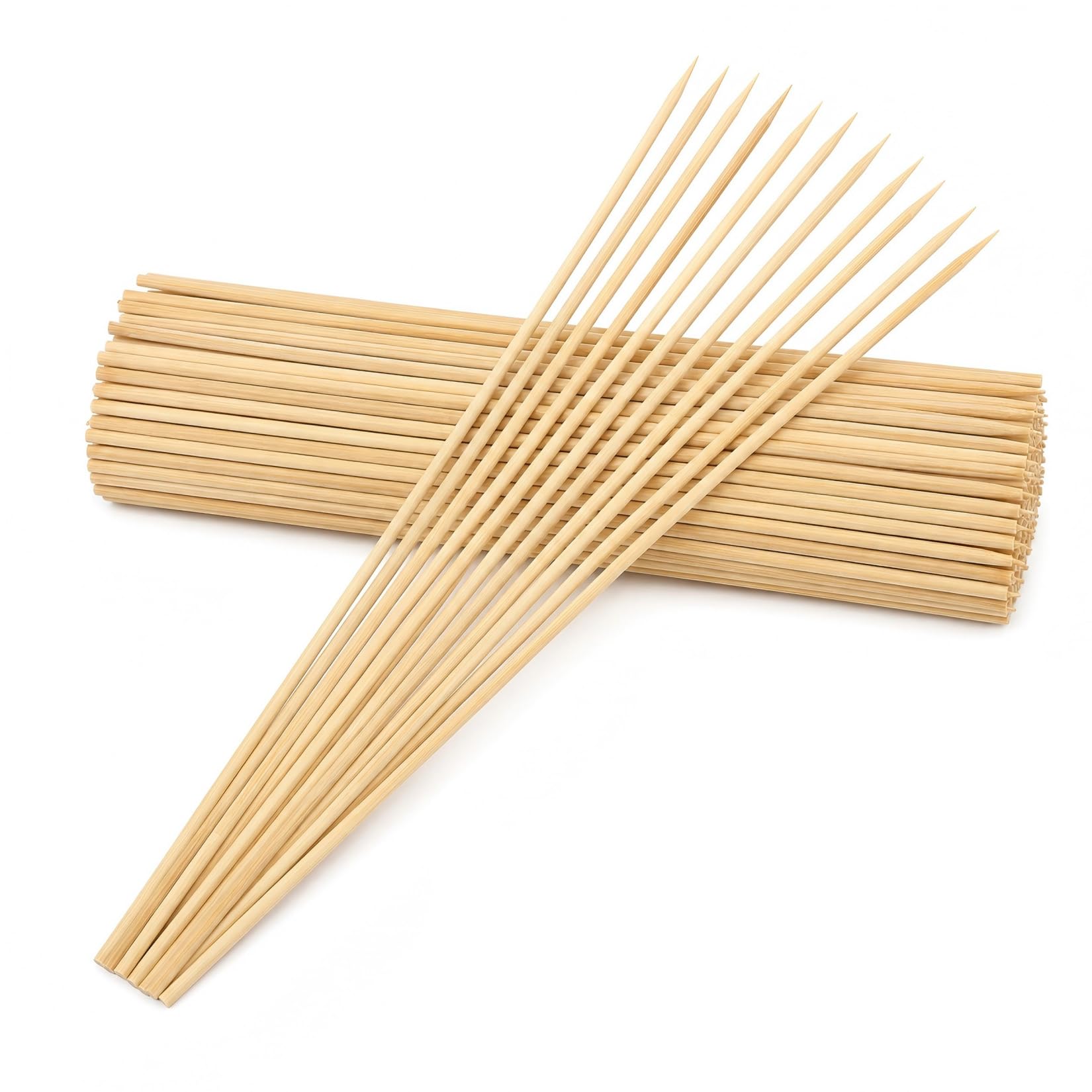 Lot de 100 Pics à Brochettes en Bois 3.5mm x 15cm pour Barbecue, Grillades, Fruits et Légumes