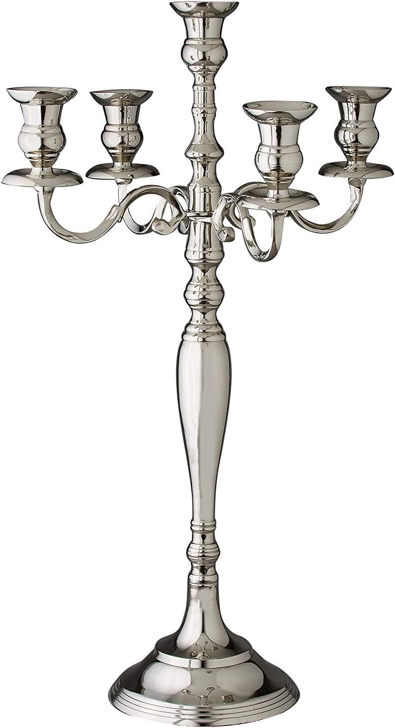5 Light Candelabra, 30", Nickel Plated