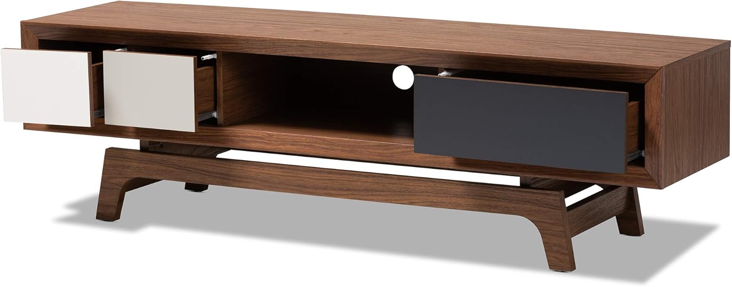 Baxton Studio TV Stands, One Size, Walnut/White/Gray