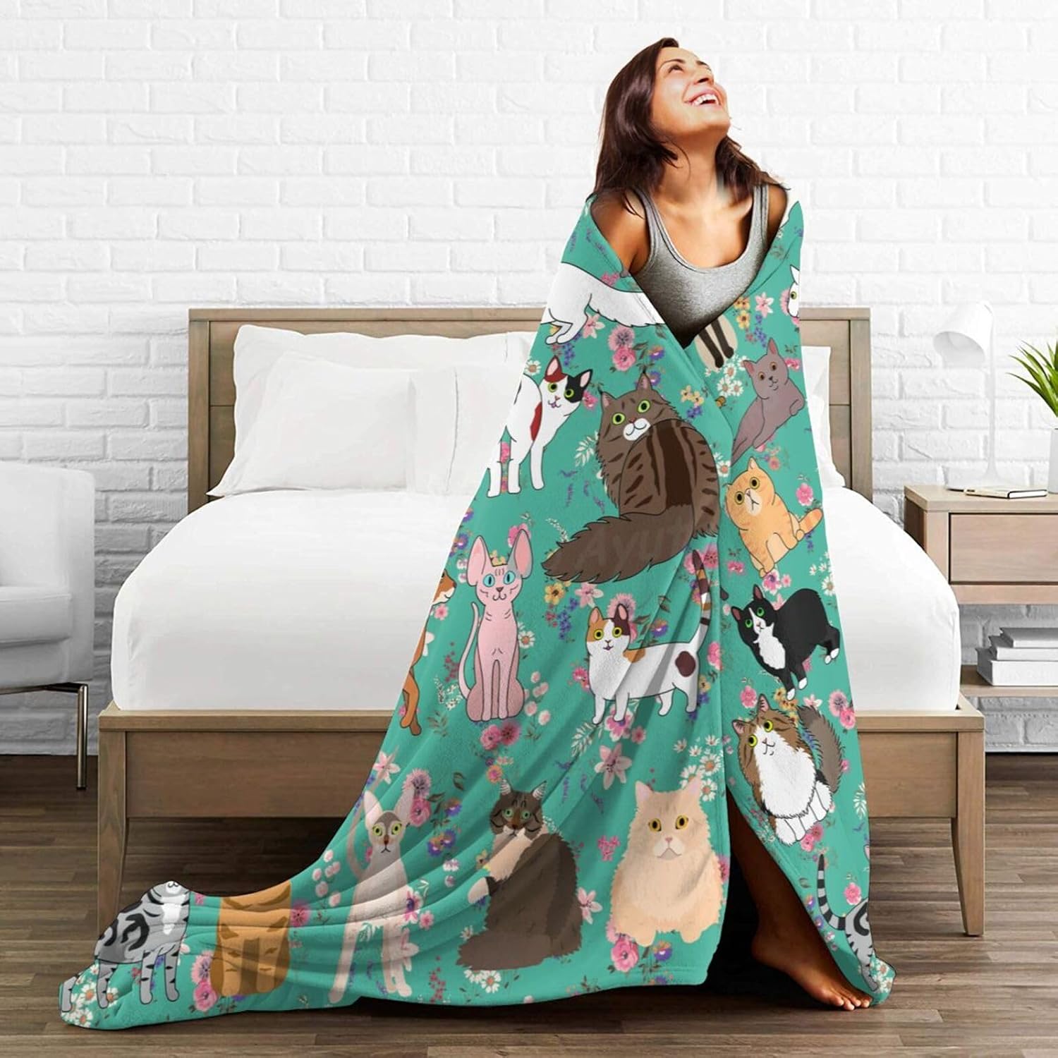 Cat Gifts Blanket 50"X40" Bed Throw Blanket Soft Lightweight Cozy Warm Blankets for Kids Teens Men Women - Image 6