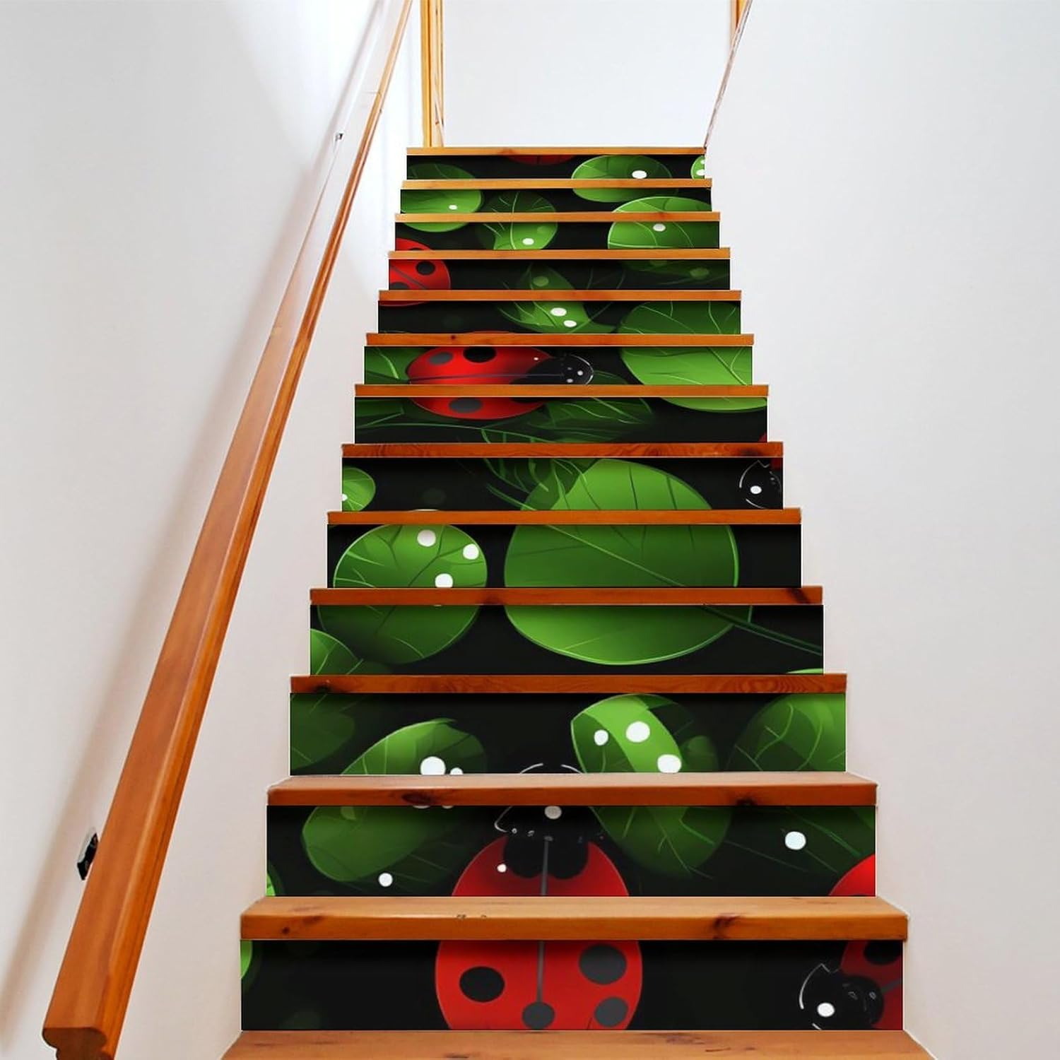 Cute Ladybugs Stairs Stickers Self Adhesive Stair Riser Decals Staircase Murals Wall Stickers Decor 1 Set