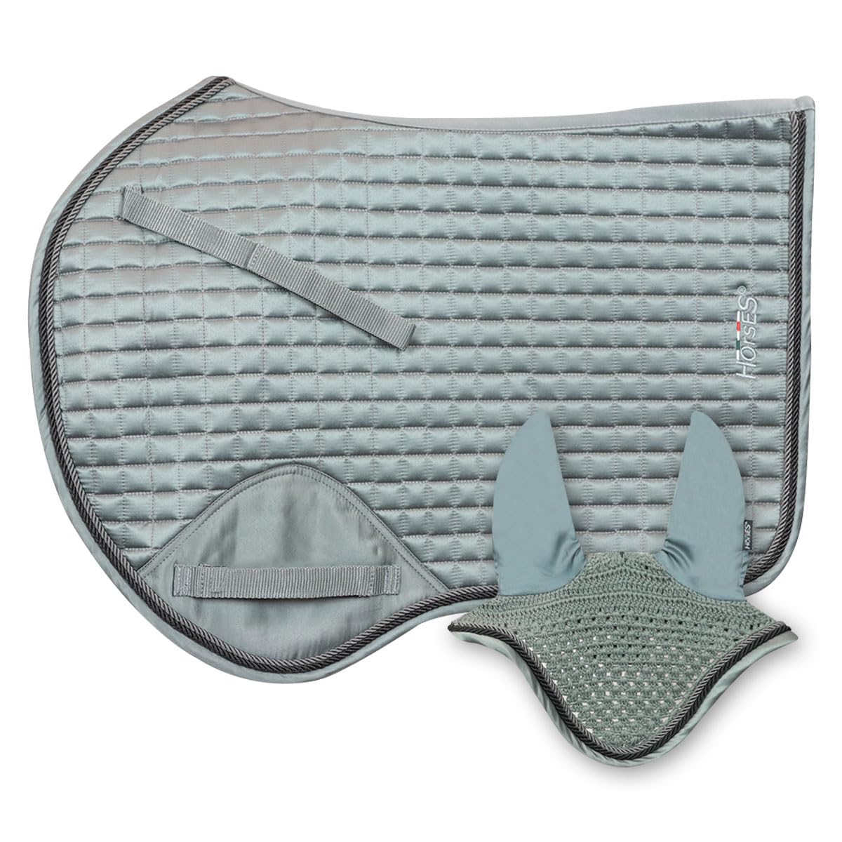 Sillín de salto+gorro Edith, suave y resistente, indispensable para proteger al caballo de traumas y choques excesivos, Sobrio y elegante