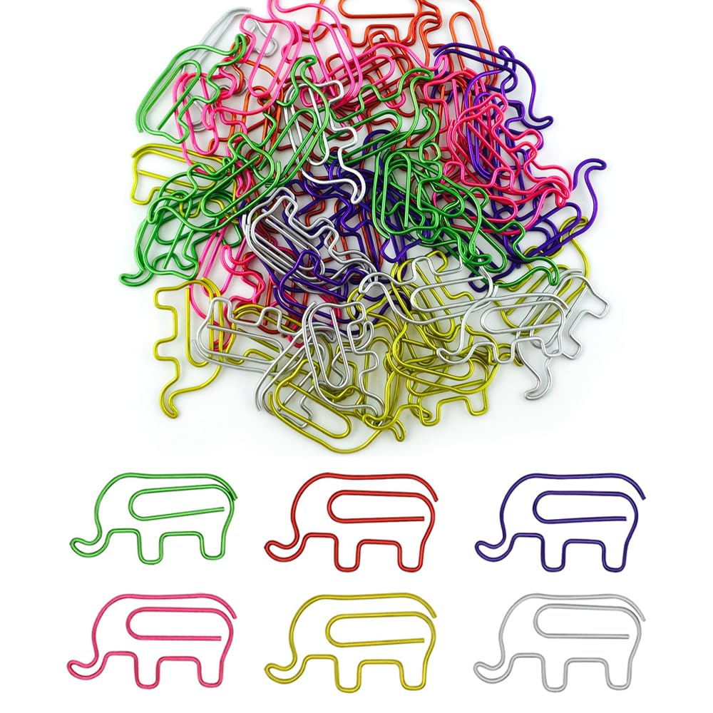 Büroklammern mit Tiermotiven, niedlicher Elefant, verschiedene Farben, schöne Lesezeichen-Clips für Kinder, Party, Einladungskarte, Studenten, Sammelalben, Notizbuch, 60 Stück