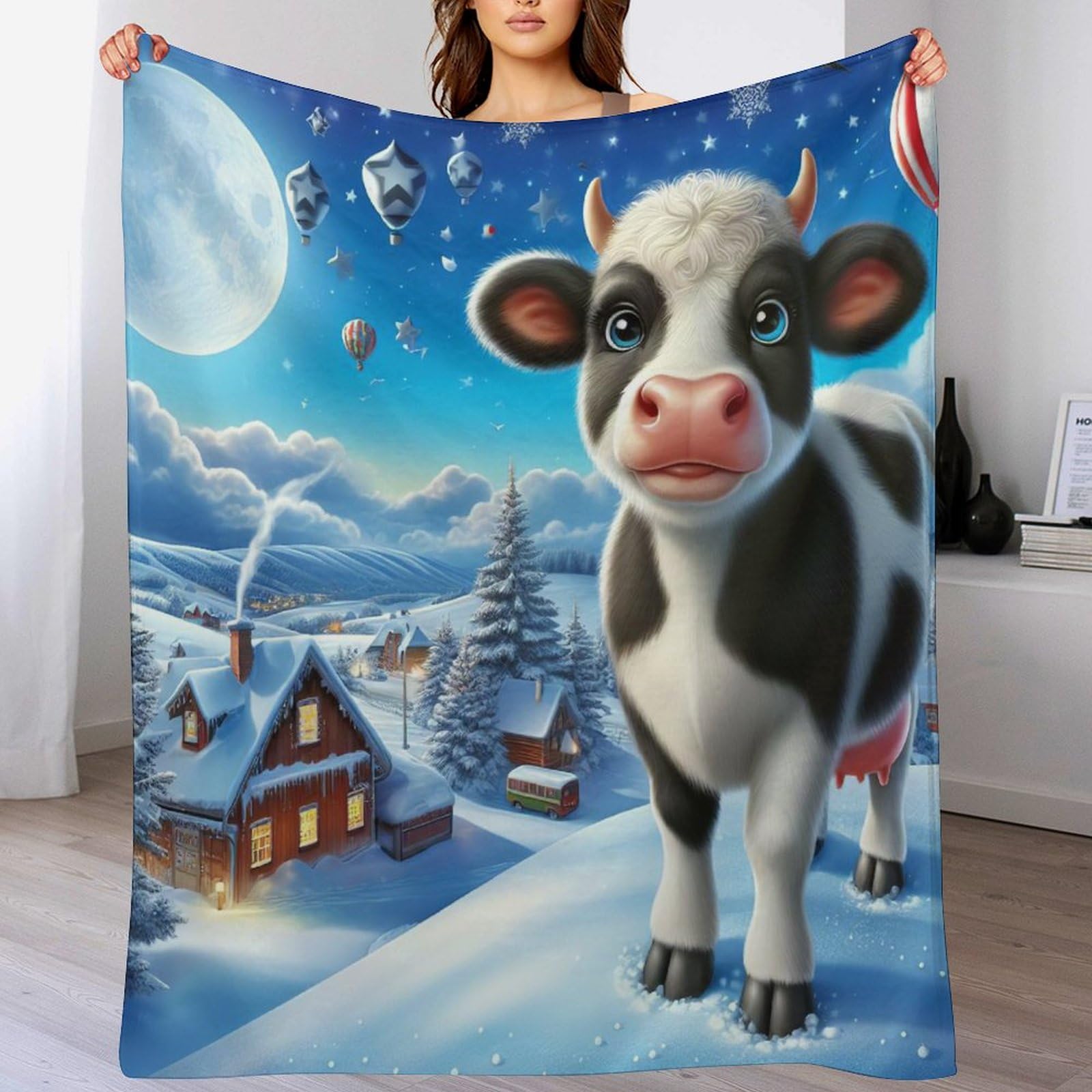 Manta de franela cálida de vaca 100x130 cm manta de forro polar lavable