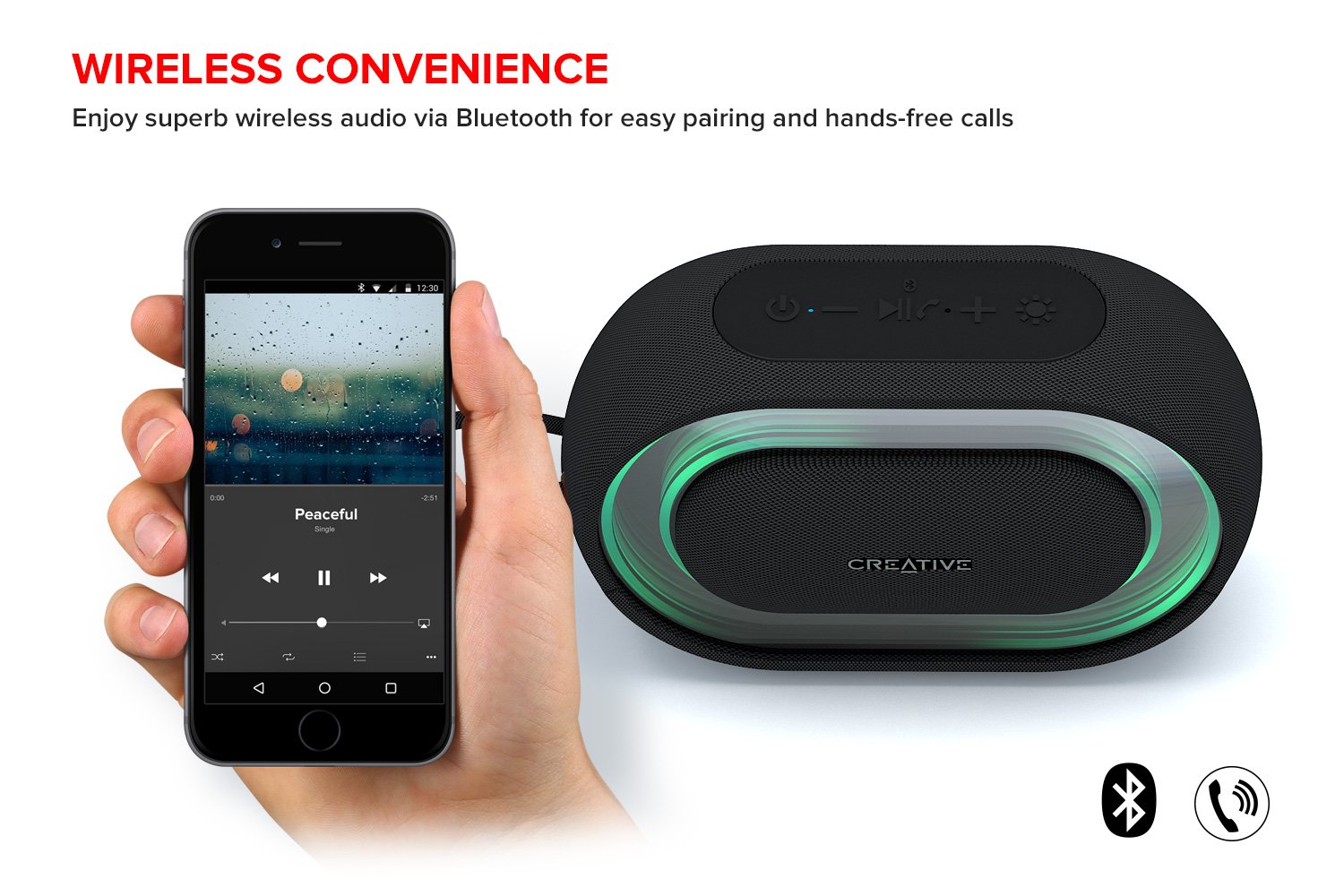 Creative Halo Portable Bluetooth Speaker With Programmable