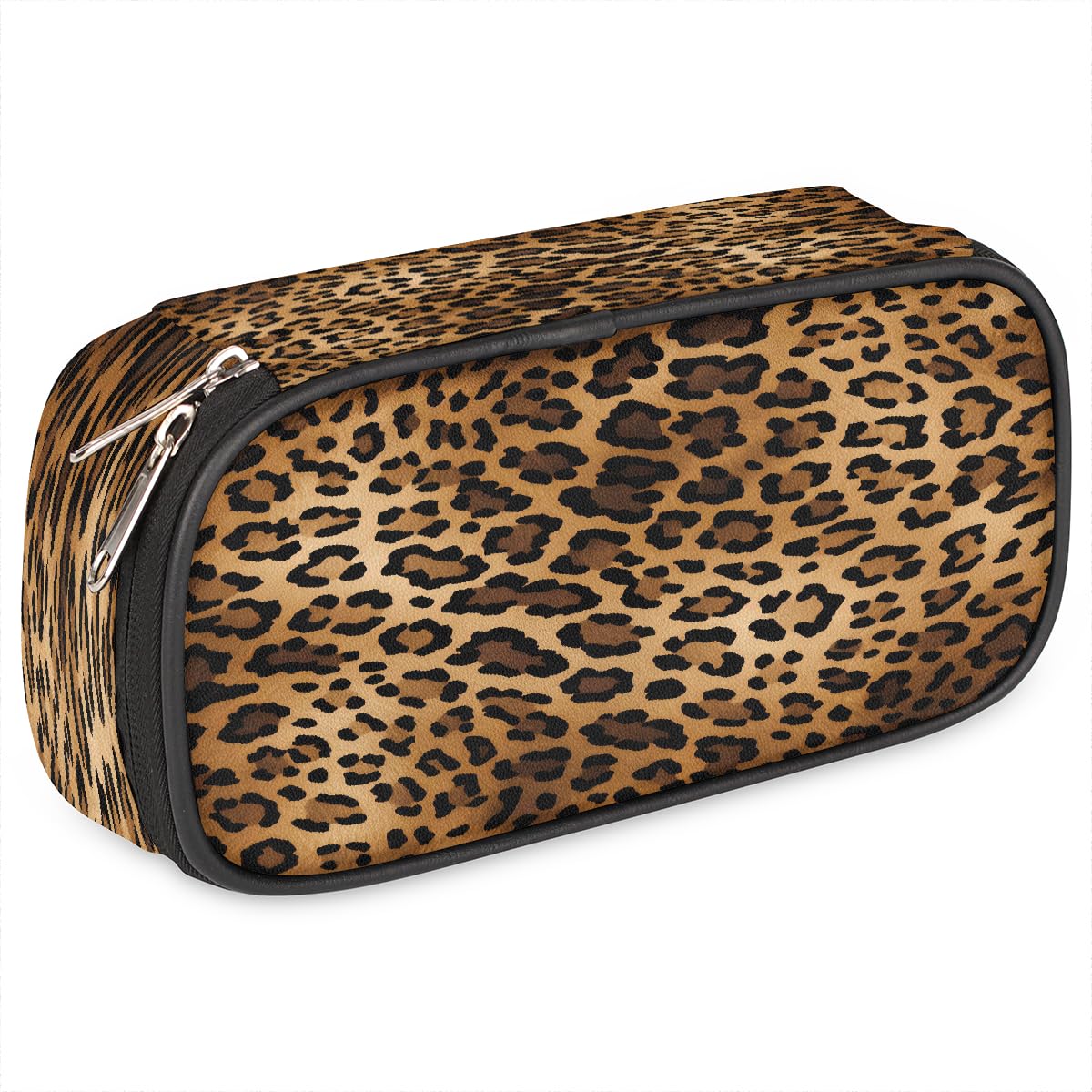 VQUVQV Retro Animal Leopard Print Pencil Case for Girls Boys, Large Capacity Pen Case Stationery Pouch for School Office Supplies