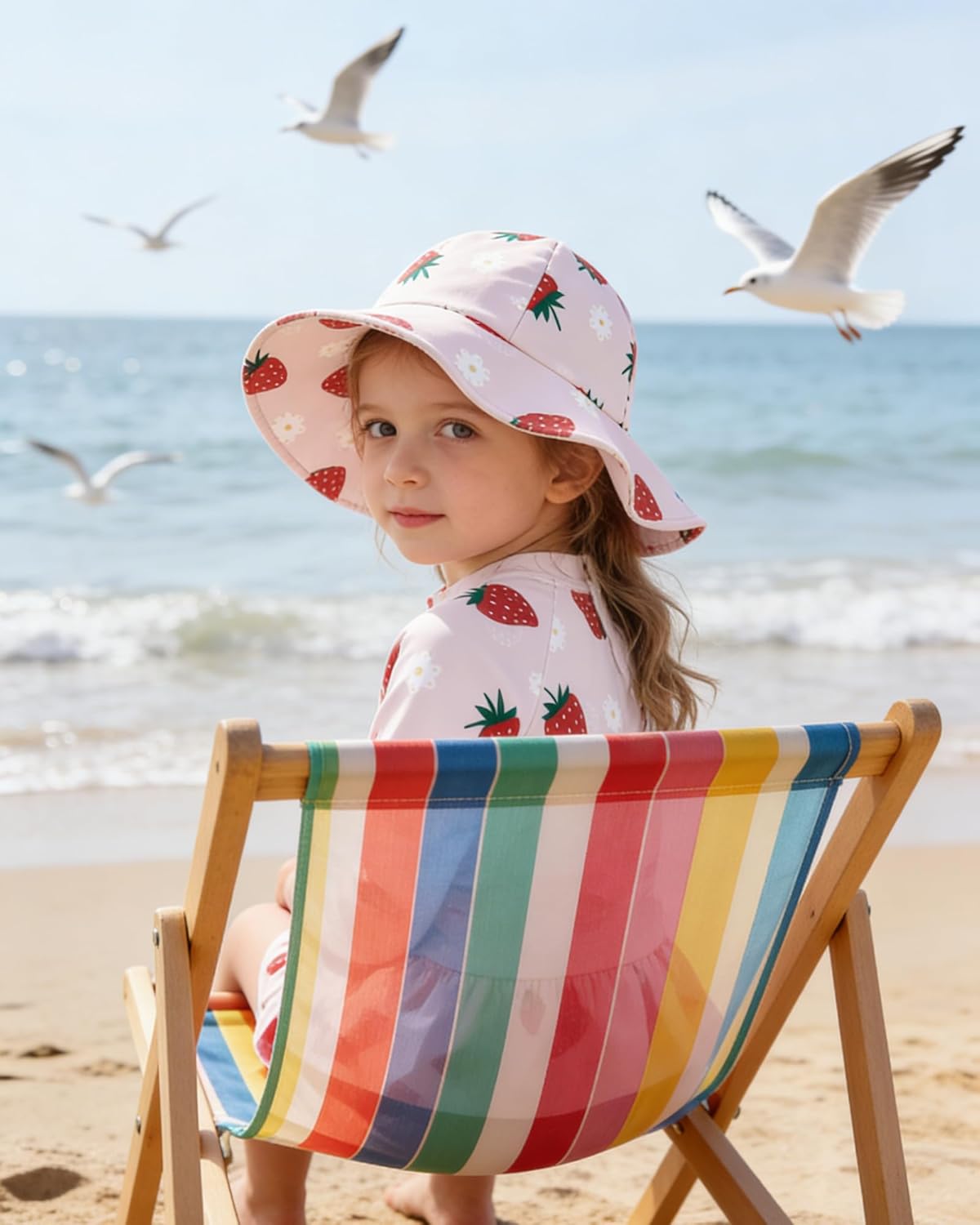 Redair Toddler Girls One Piece Swimsuit Long Sleeve Bathing Suit with Hat UPF 50+ Sun Protection 1-5T - Image 3