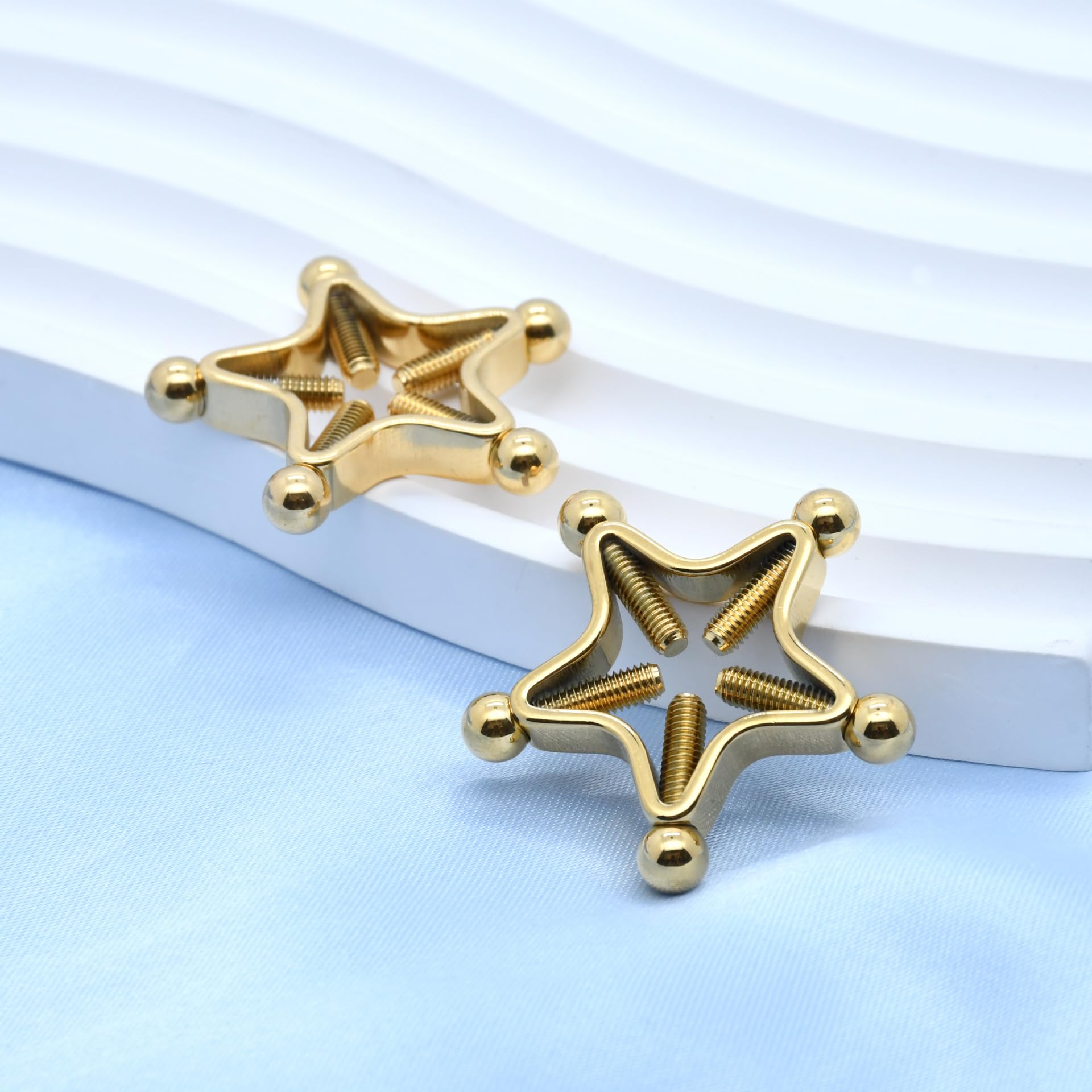 Niaspi Star Fake Nipple Rings for Women Non-Piercing Nipplerings Nipple Clip Barbells 316L Stainless Steel Cute Body Jewelry (): Gold