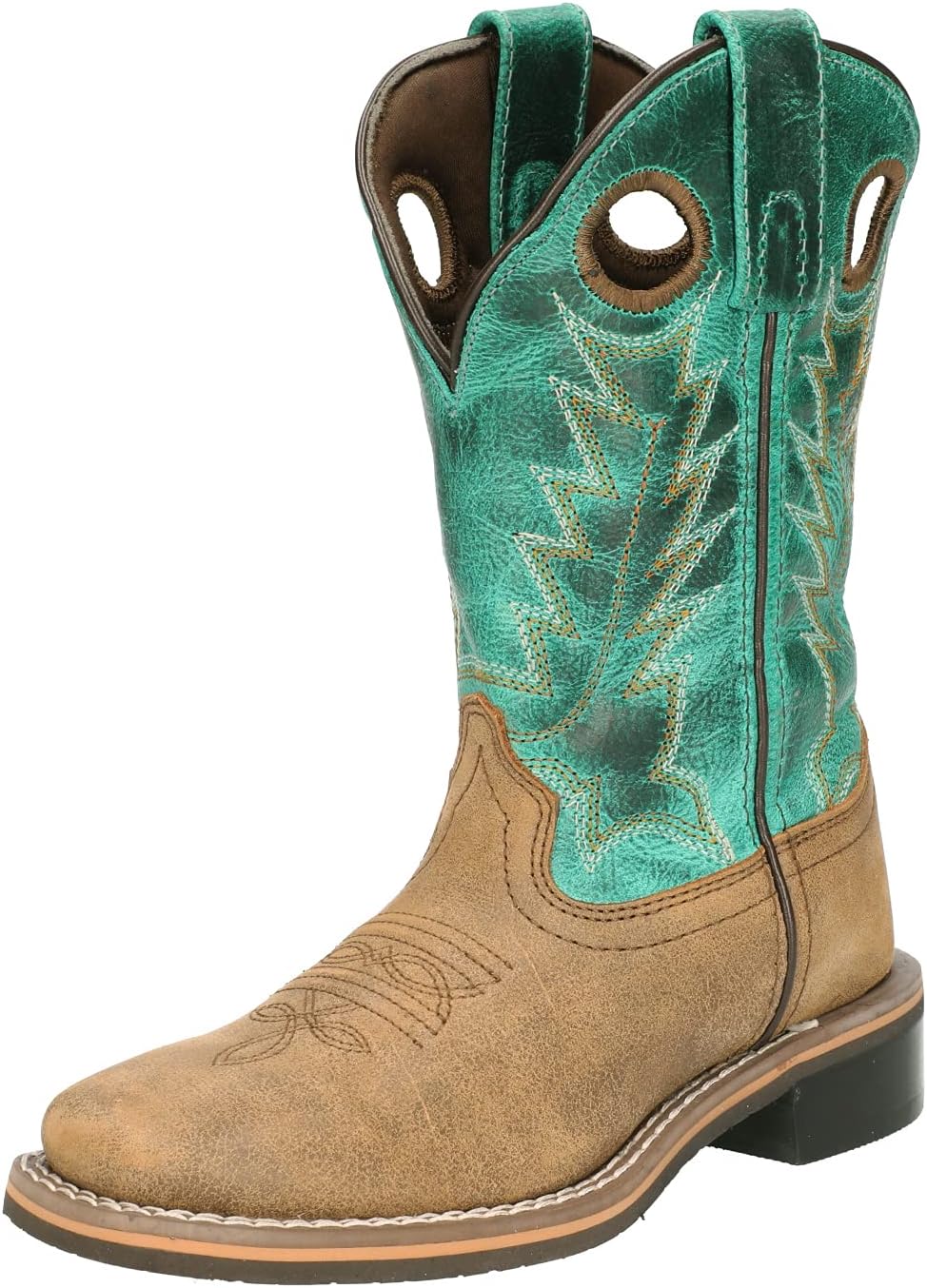Smoky Mountain Boots Kids' Jesse Western Boot, Little Kid, Brown Distress/Turquoise, Medium, Size 3 US
