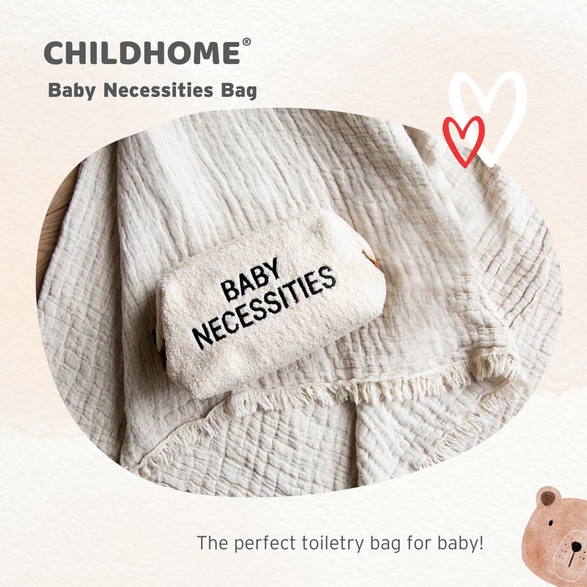 CHILDHOME Astuccio da toilette per neonato teddy beige idrorepellente