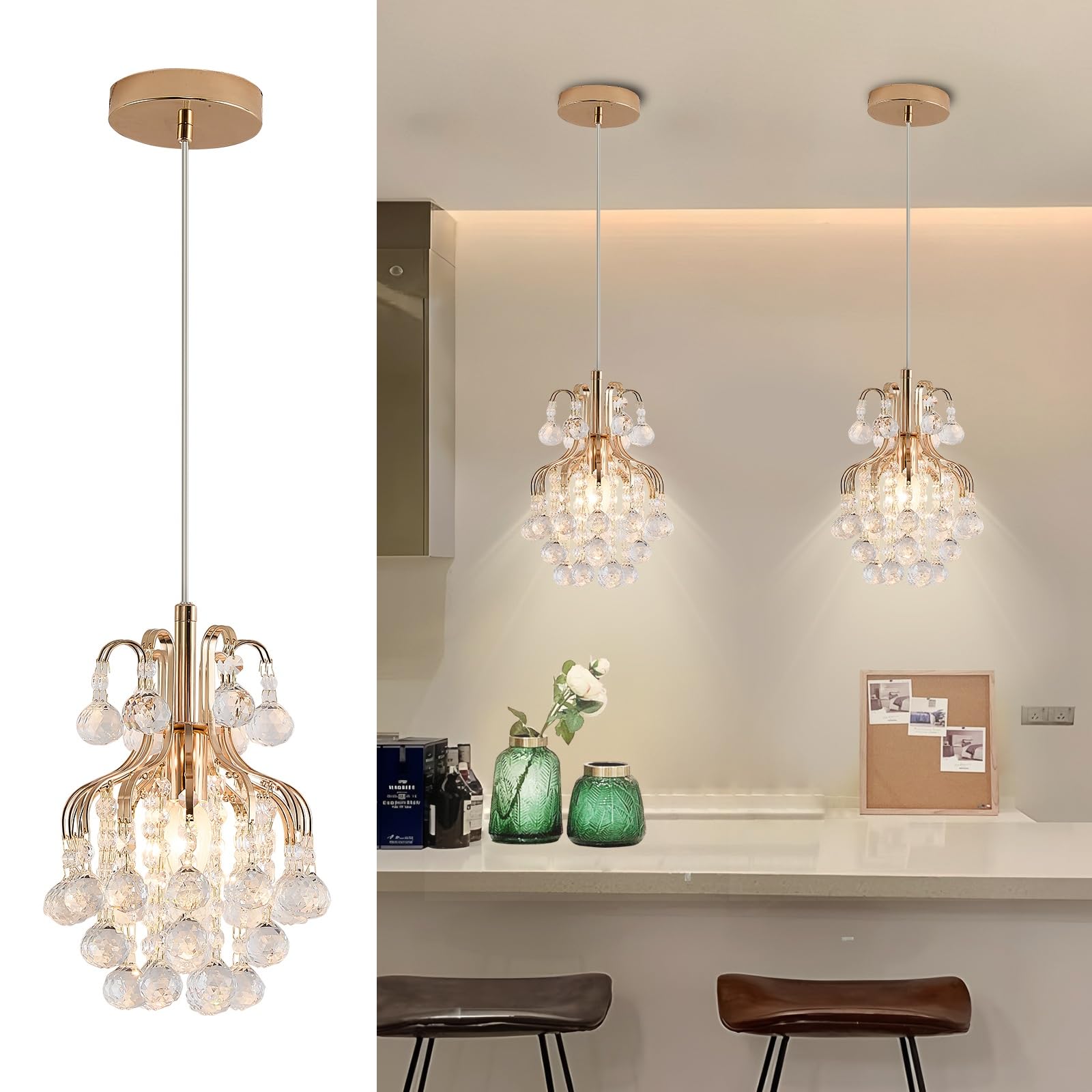 Dellemade Elegant Mini Chandelier,Flush Mount Crystal Pendant Light,Clear Shade โ image 1