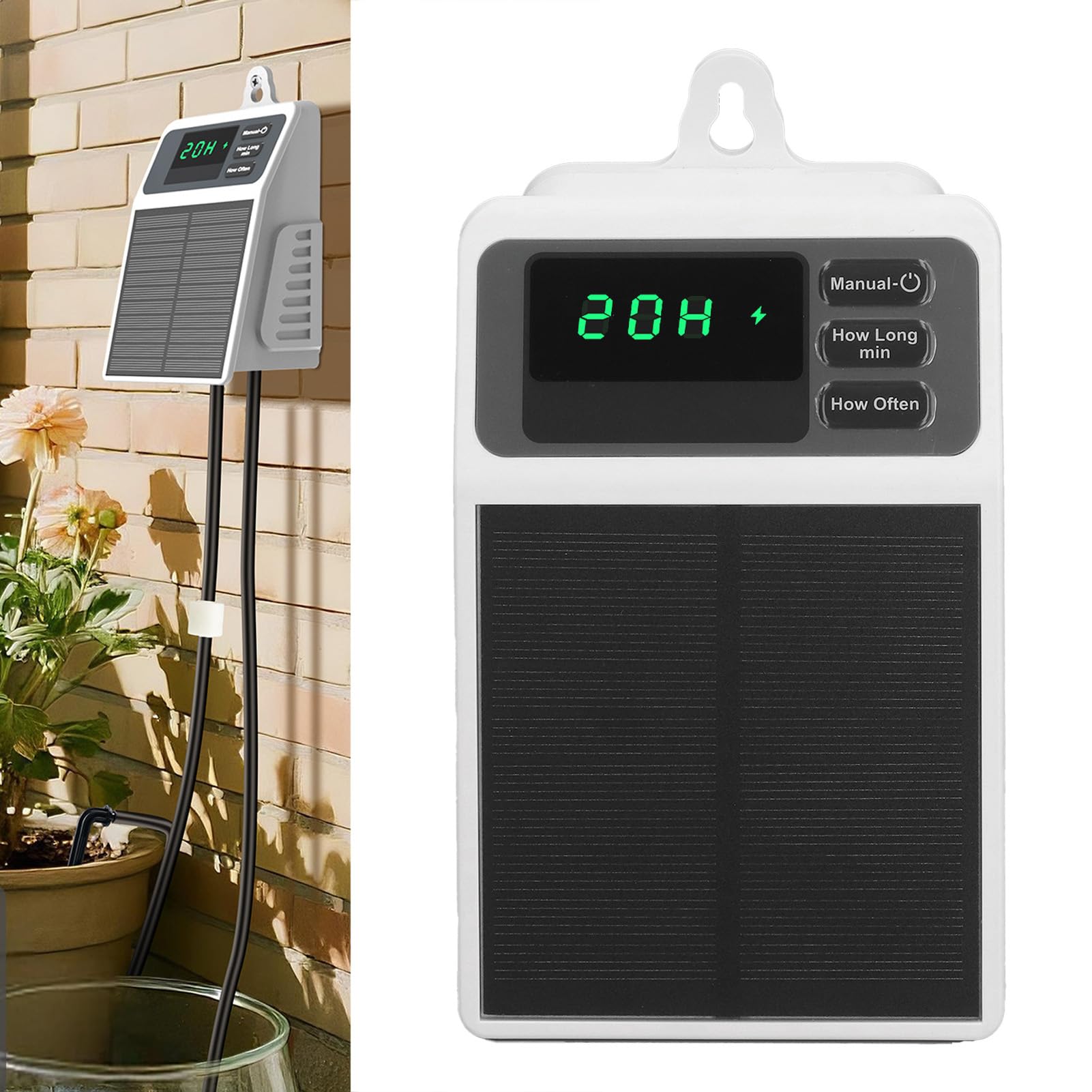 Generic Solares Automatisches Bewässerungssystem, Tragbares Timer-Tropfbewässerungsset für die Häusliche Pflanzenpflege, 630 Ml/min, IPX5 Wasserdicht