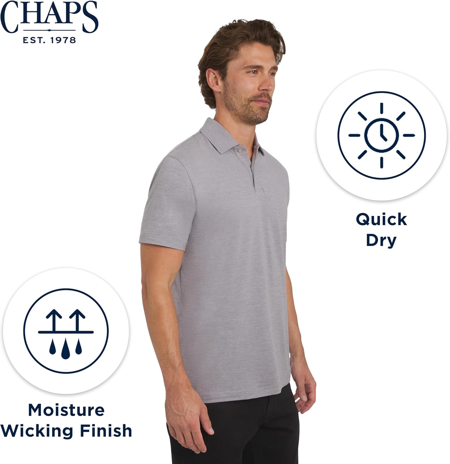 Chaps Mens Everyday Classic Fit Stretch Active Performance Polo Shirt - Image 7